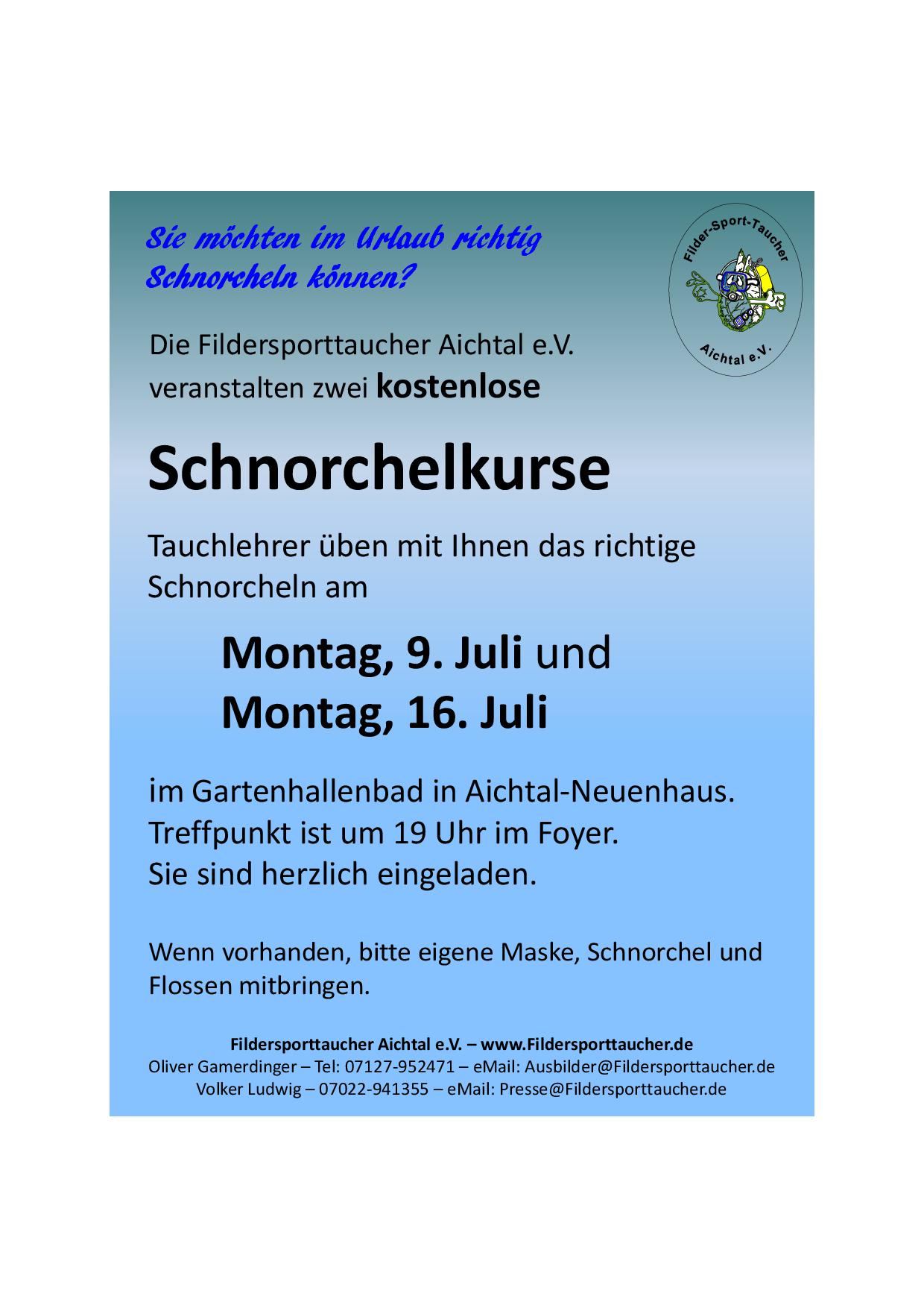 Schnorchelkurs für alle Interessierten